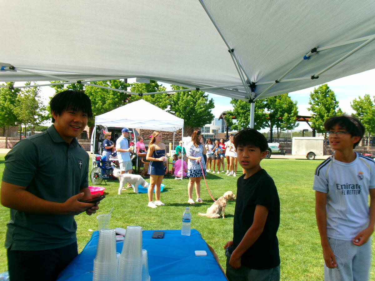 Setting up at an outdoor community event